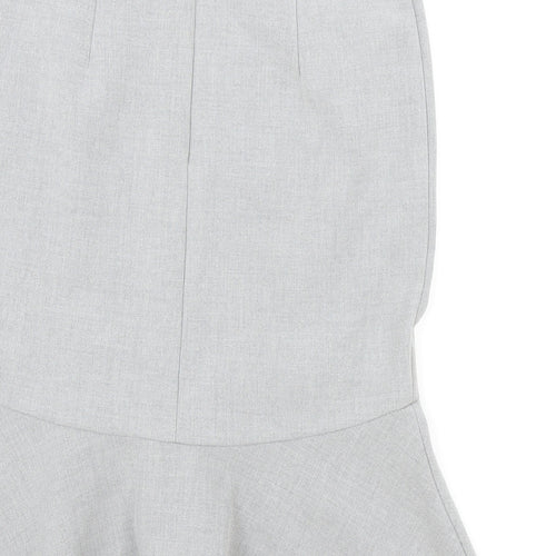 H&M Womens Grey Cotton Trumpet Skirt Size 10 Zip