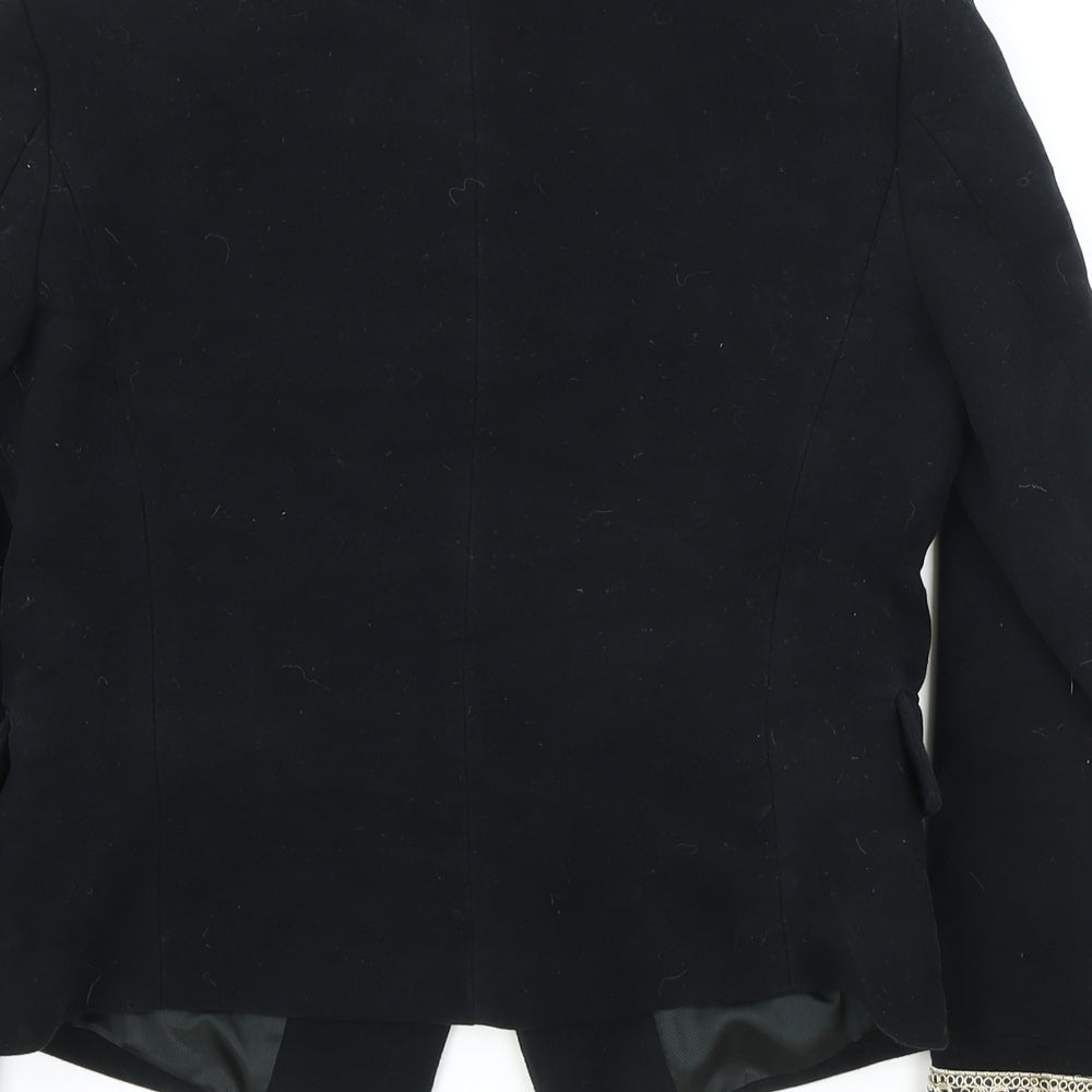 Zara Womens Black Geometric Military Jacket Jacket Size L Button