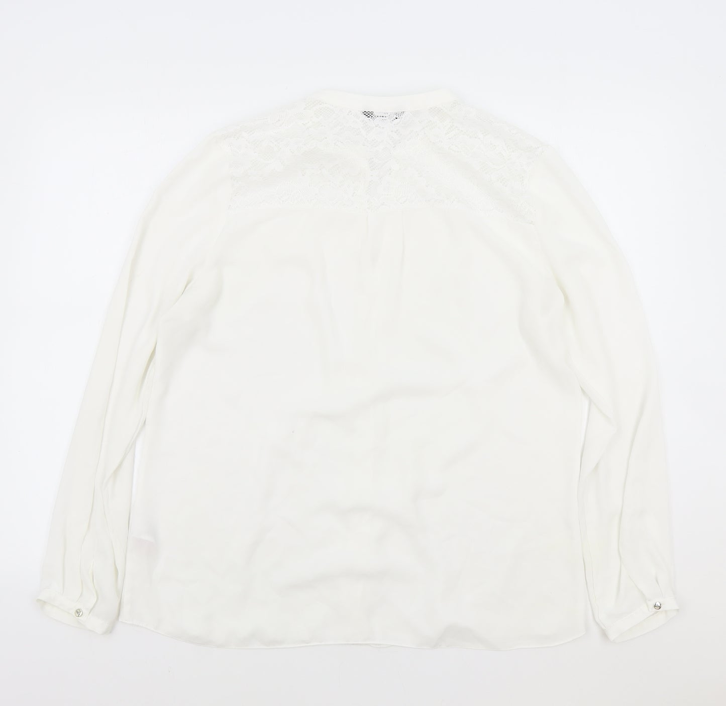 F&F Womens White Viscose Basic Blouse Size 16 V-Neck
