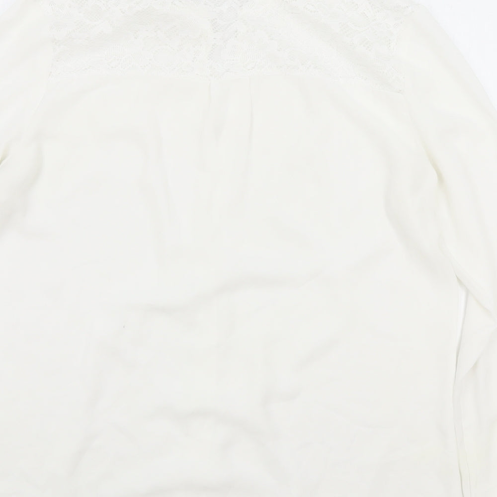 F&F Womens White Viscose Basic Blouse Size 16 V-Neck