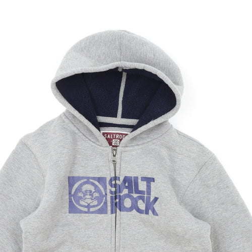Saltrock Boys Grey Cotton Full Zip Hoodie Size 13 Years Zip