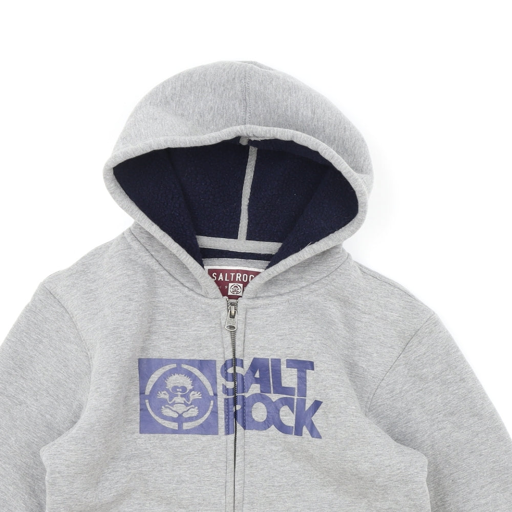 Saltrock Boys Grey Cotton Full Zip Hoodie Size 13 Years Zip