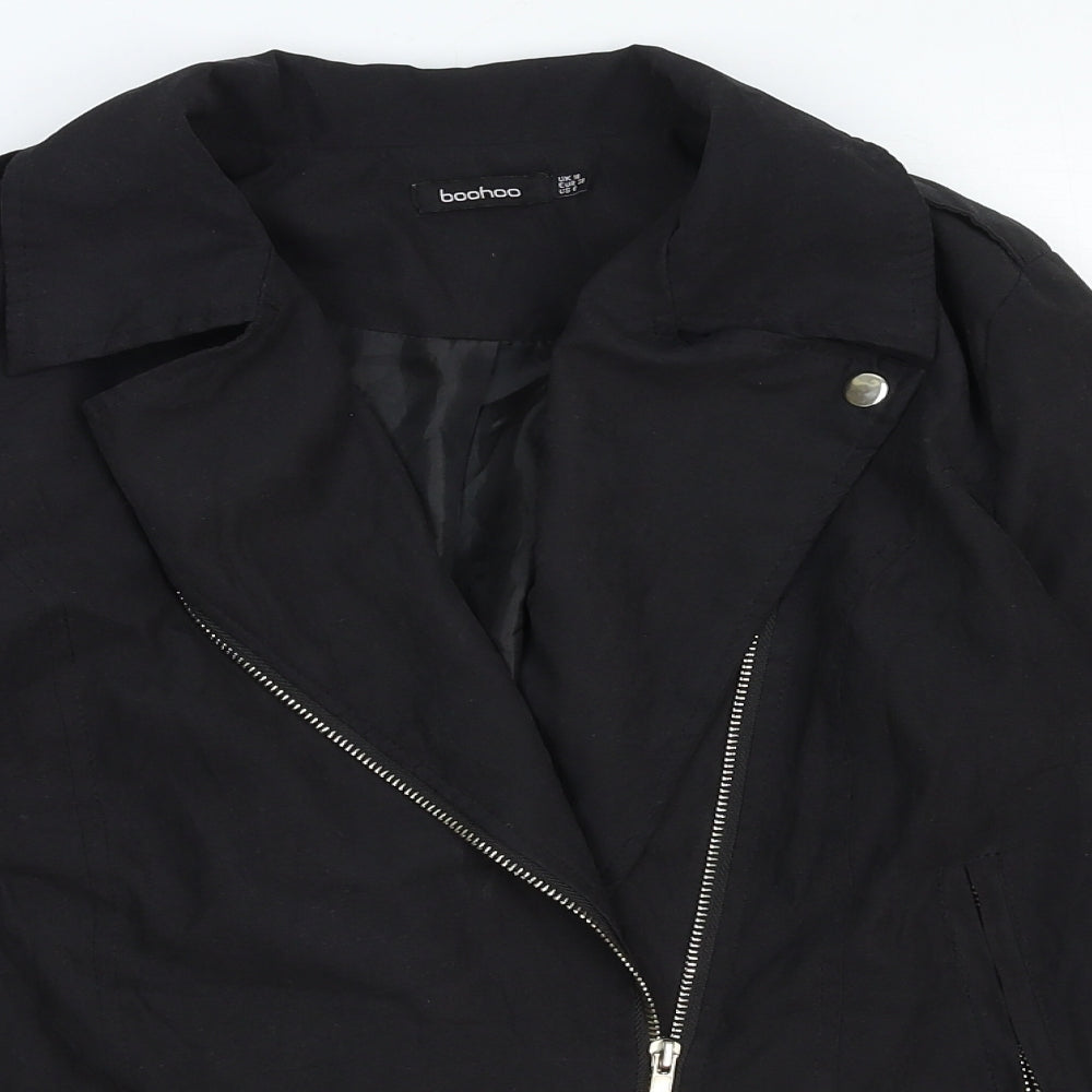 Boohoo Womens Black Biker Jacket Size 10 Zip