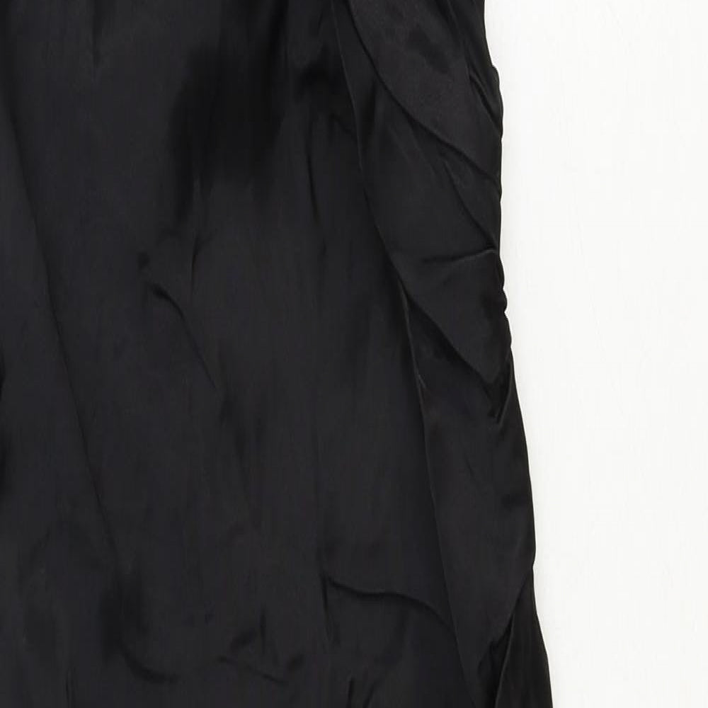 Zara Womens Black Viscose Slip Dress Size XS V-Neck Zip