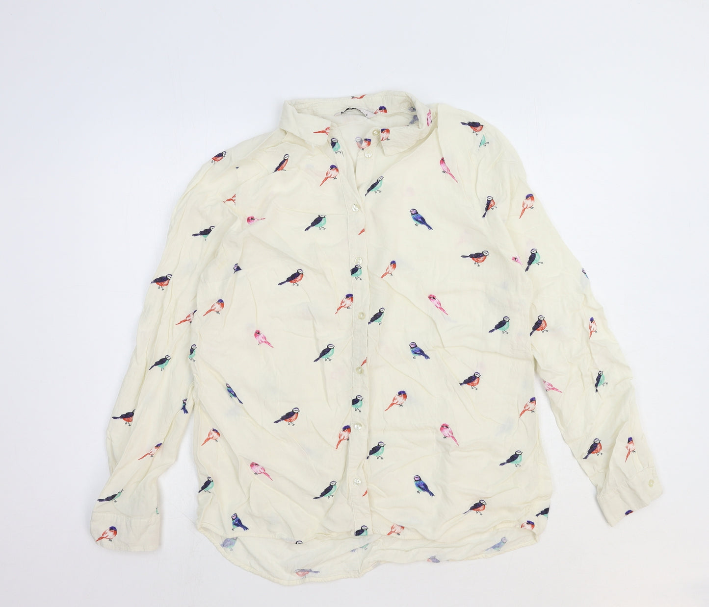 TU Womens Multicoloured Geometric Viscose Basic Button-Up Size 16 Collared - Bird Print