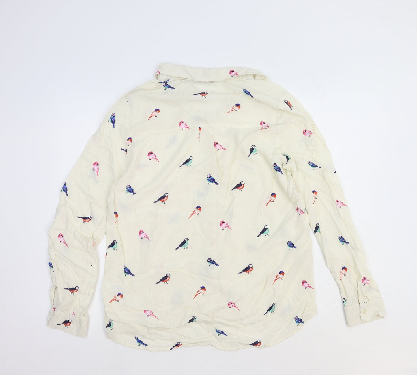 TU Womens Multicoloured Geometric Viscose Basic Button-Up Size 16 Collared - Bird Print