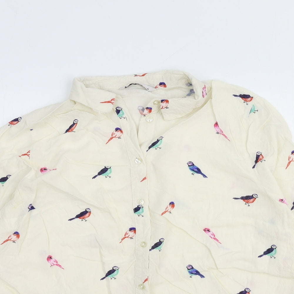 TU Womens Multicoloured Geometric Viscose Basic Button-Up Size 16 Collared - Bird Print