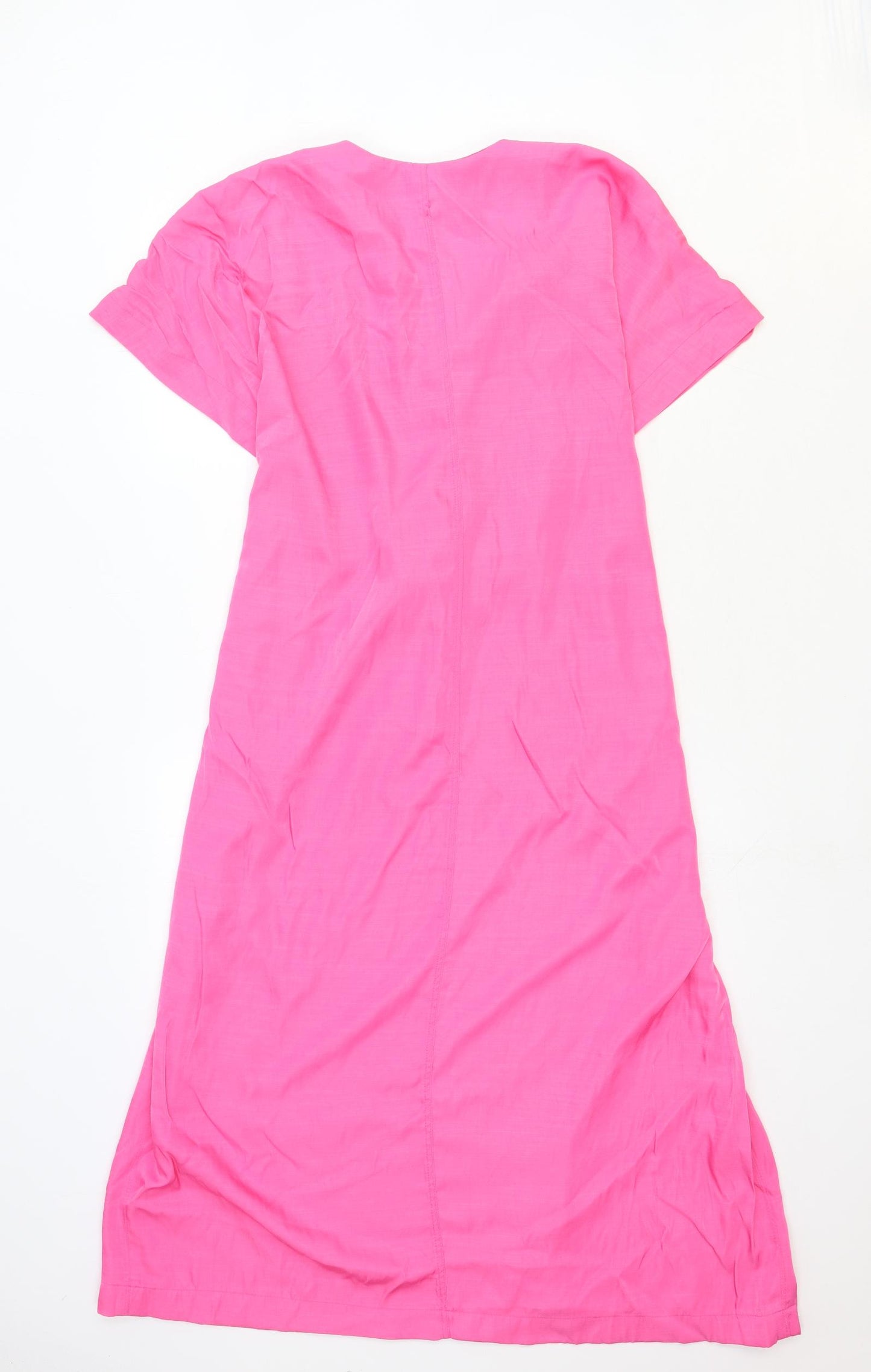 H&M Womens Pink Viscose A-Line Size S V-Neck Tie - Tie Front