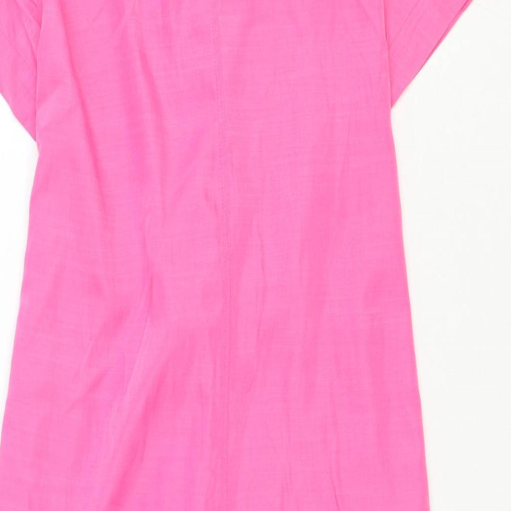 H&M Womens Pink Viscose A-Line Size S V-Neck Tie - Tie Front