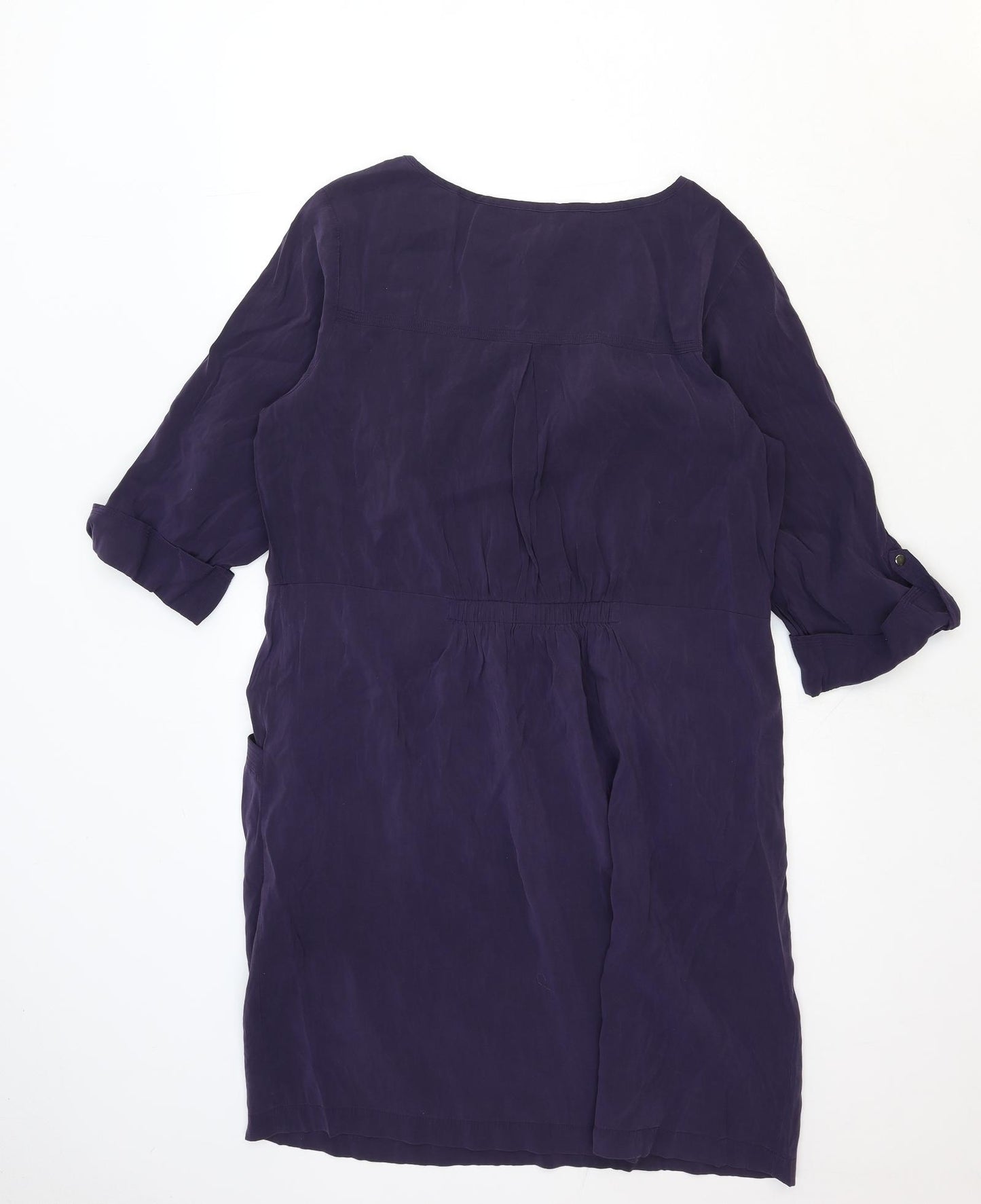 Autograph Womens Blue Viscose Shift Size 16 Boat Neck Button