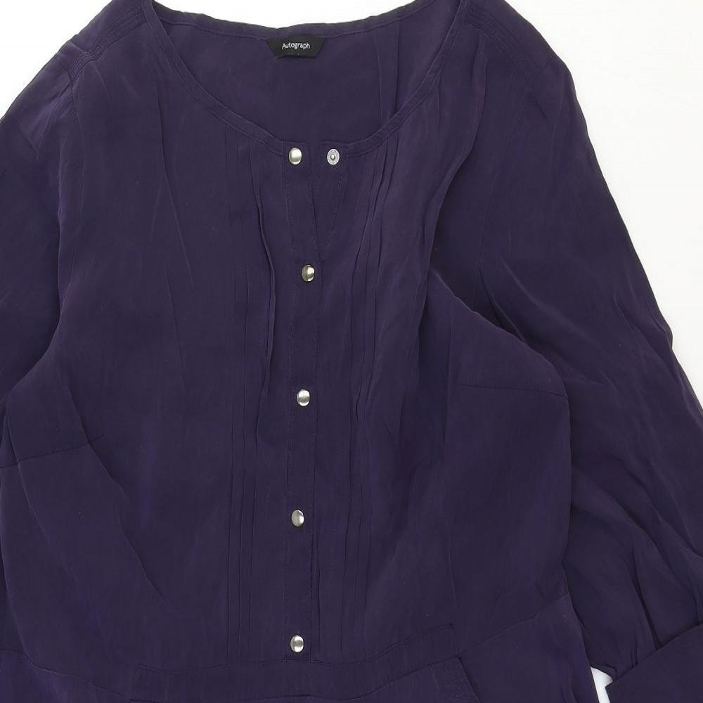 Autograph Womens Blue Viscose Shift Size 16 Boat Neck Button