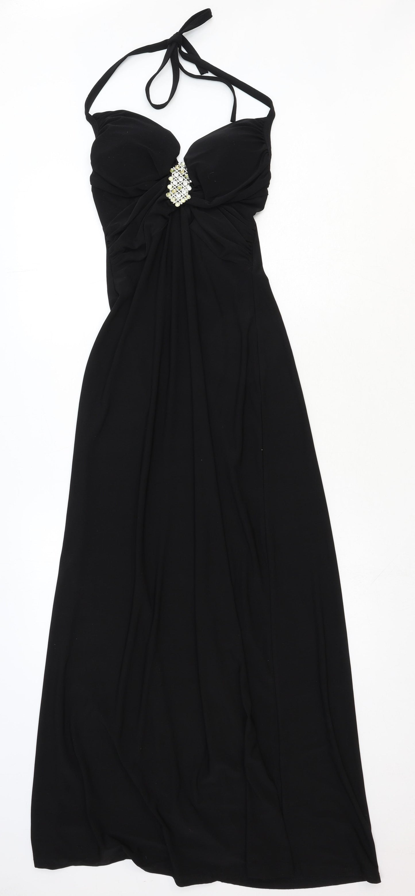 Voulez-Vous Womens Black Polyester Ball Gown Size M Halter Pullover