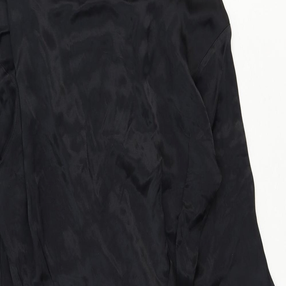 Zara Womens Black Viscose Mini Size S V-Neck Button - Wrap Front