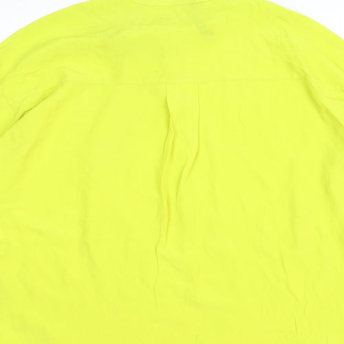 Zara Womens Yellow Viscose Basic Blouse Size XS Round Neck - Pussy Bow Neck