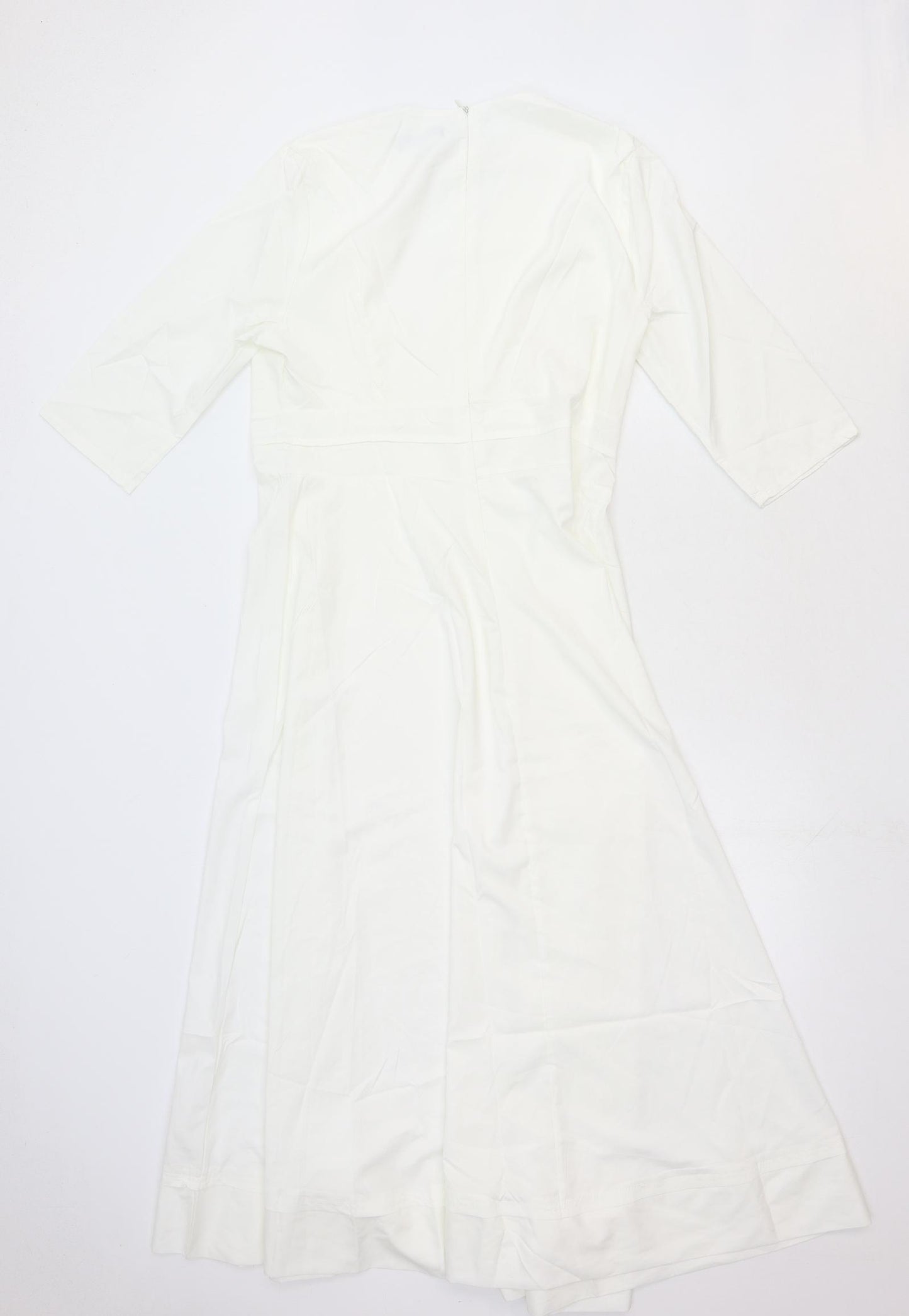 Fashion Mia Womens White Polyester Maxi Size 2XL V-Neck Zip