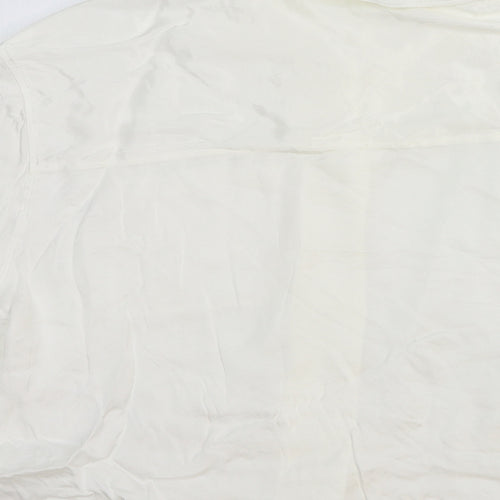H&M Womens White Viscose Basic Button-Up Size L Collared
