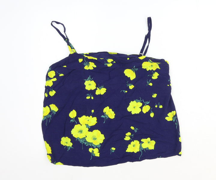 Warehouse Womens Blue Floral Viscose Camisole Tank Size 18 Square Neck