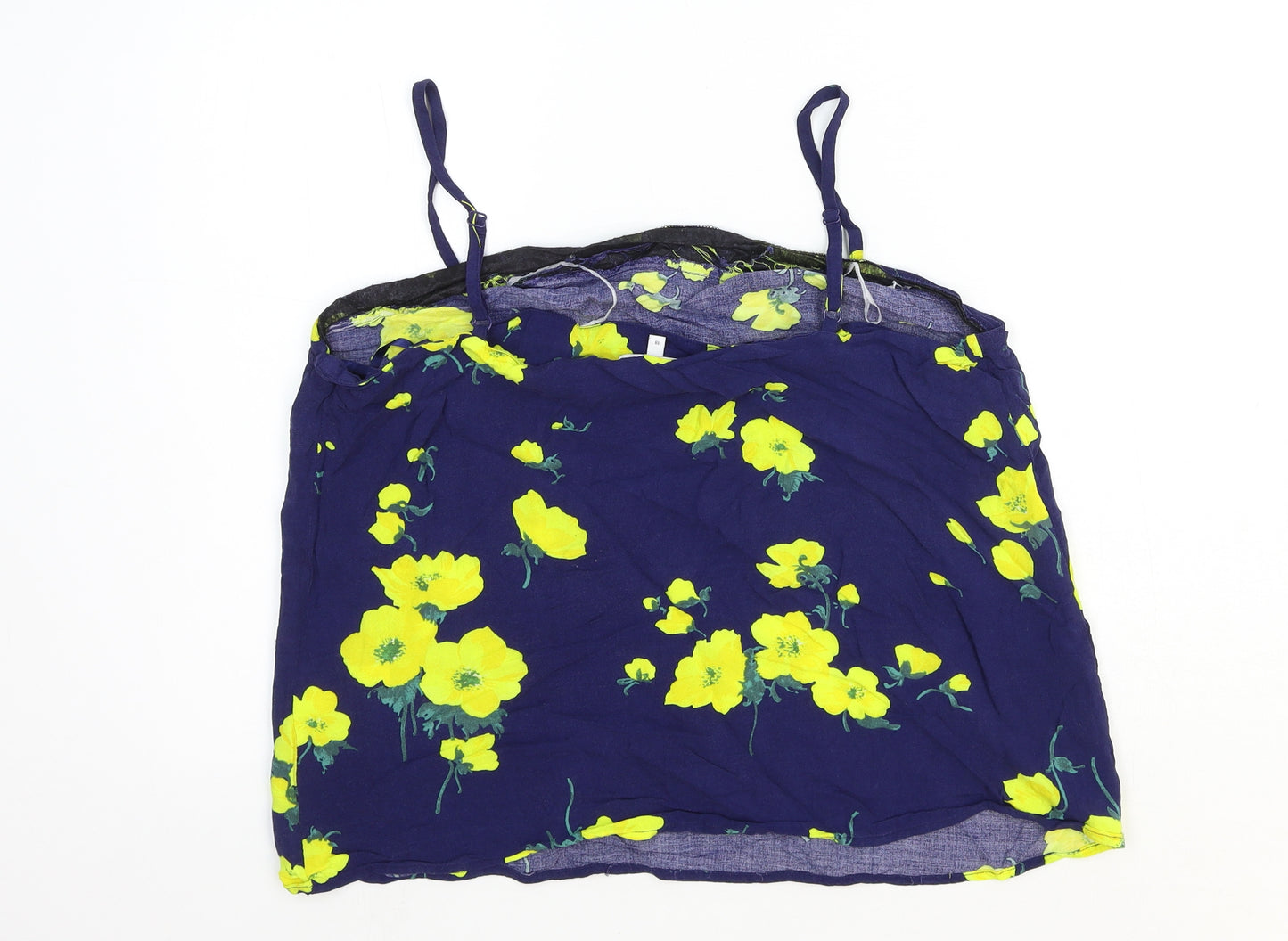 Warehouse Womens Blue Floral Viscose Camisole Tank Size 18 Square Neck