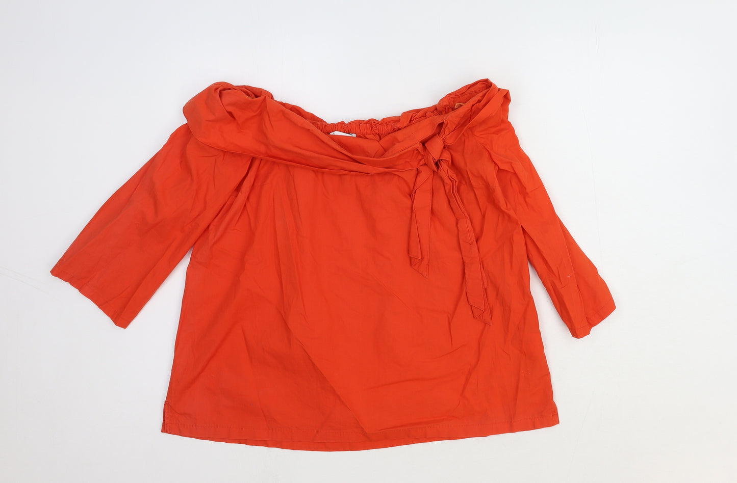Warehouse Womens Red Cotton Basic Blouse Size 16 Off the Shoulder - Bardot
