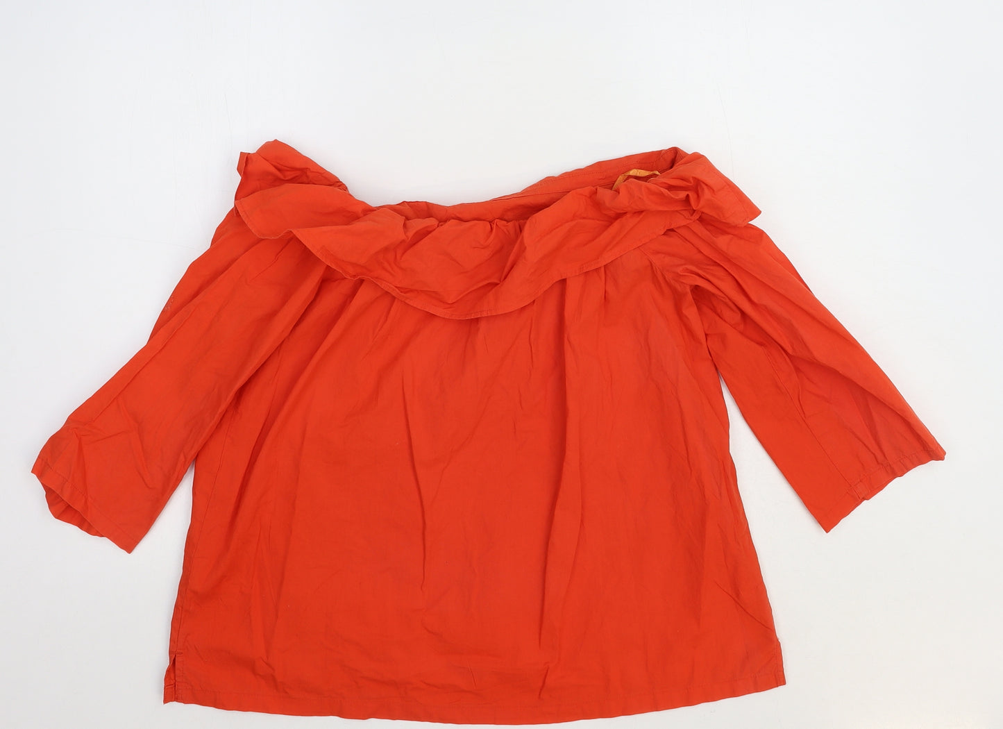 Warehouse Womens Red Cotton Basic Blouse Size 16 Off the Shoulder - Bardot