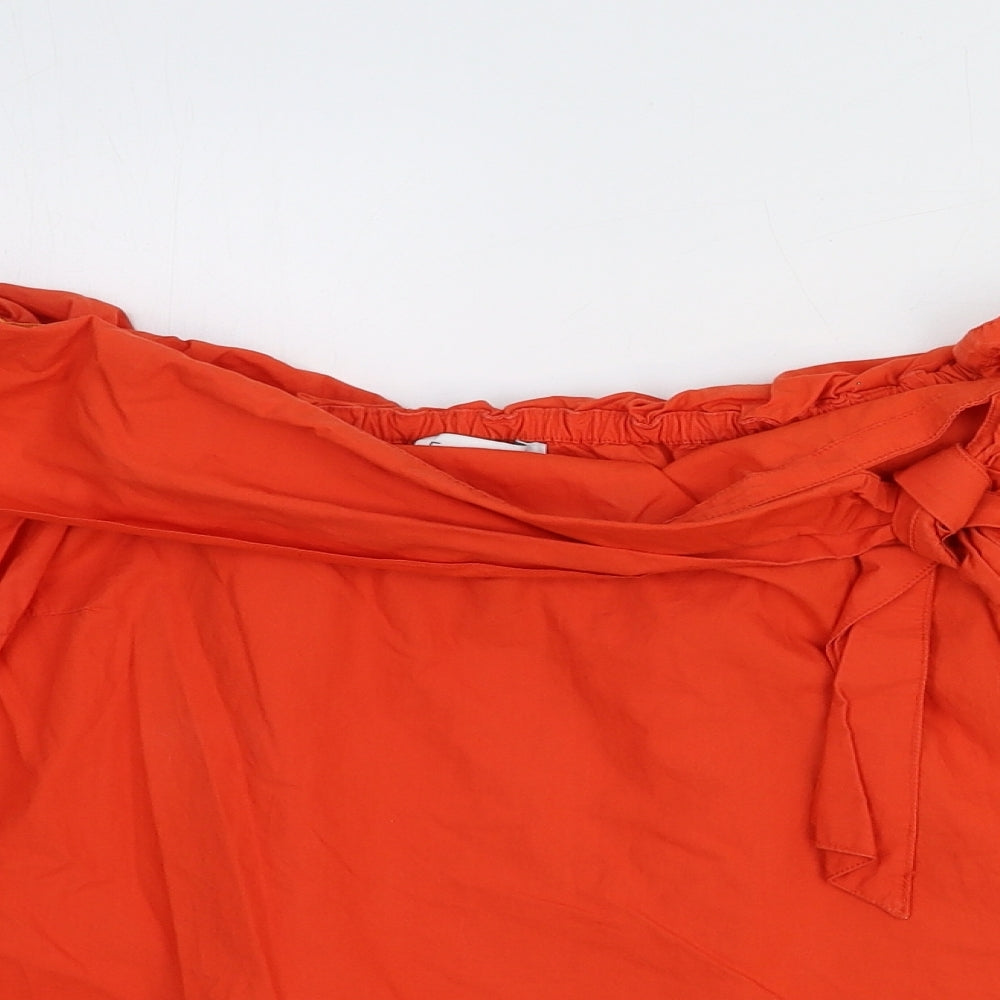 Warehouse Womens Red Cotton Basic Blouse Size 16 Off the Shoulder - Bardot