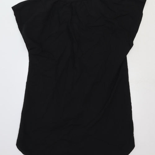 H&M Womens Black Cotton Tunic T-Shirt Size S Round Neck - Tie Neck Detail