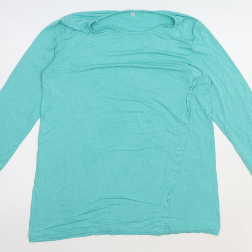 Preworn Womens Green Polyester Basic Blouse Size XL Boat Neck