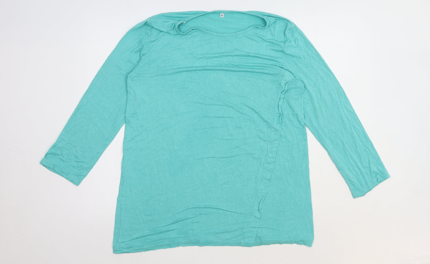 Preworn Womens Green Polyester Basic Blouse Size XL Boat Neck