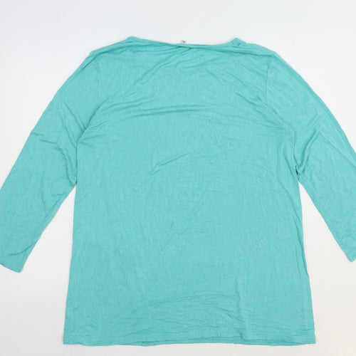 Preworn Womens Green Polyester Basic Blouse Size XL Boat Neck