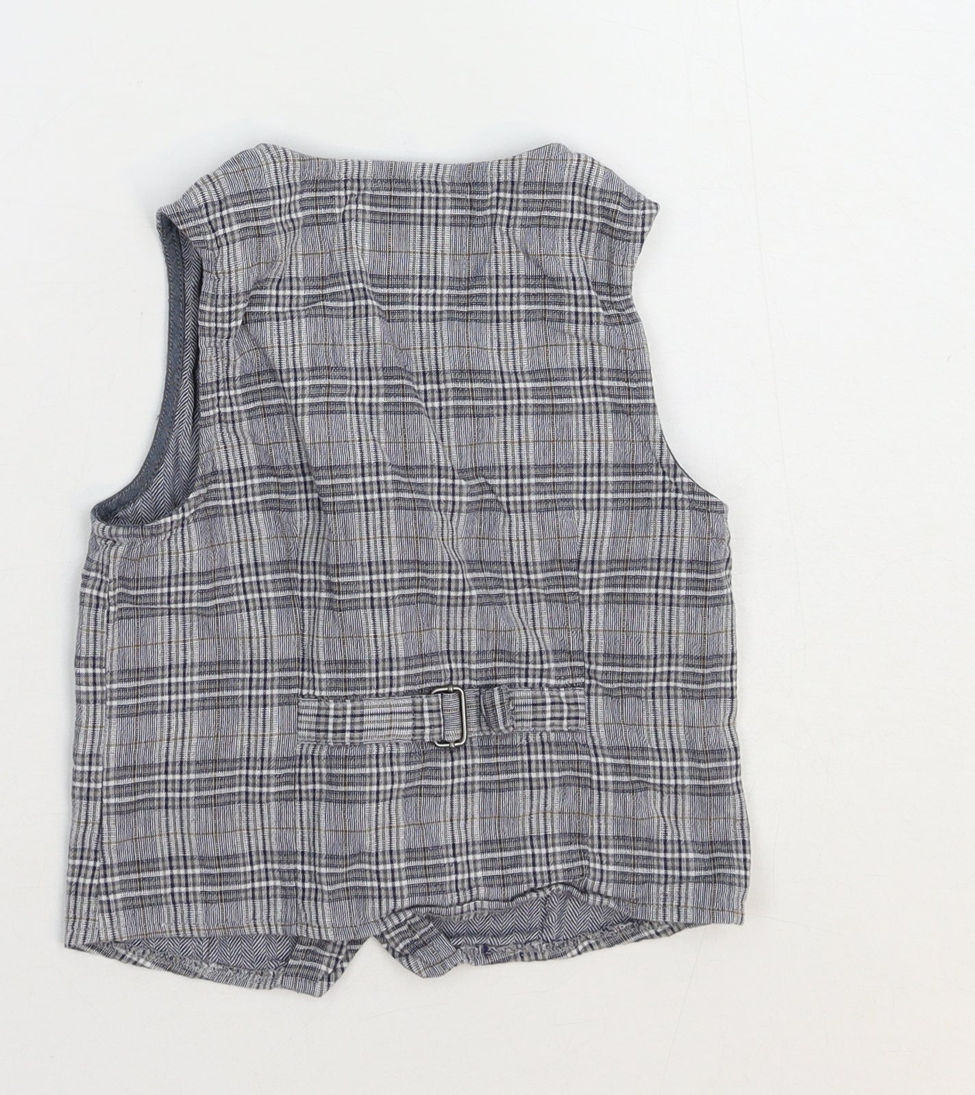 NEXT Boys Grey Plaid Jacket Waistcoat Size 4-5 Years Button