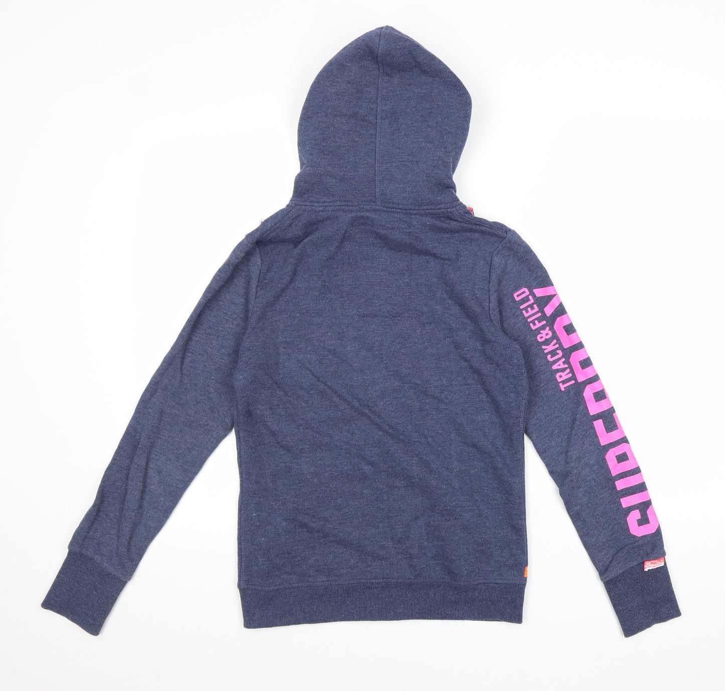 Superdry Womens Blue Cotton Full Zip Hoodie Size L Zip