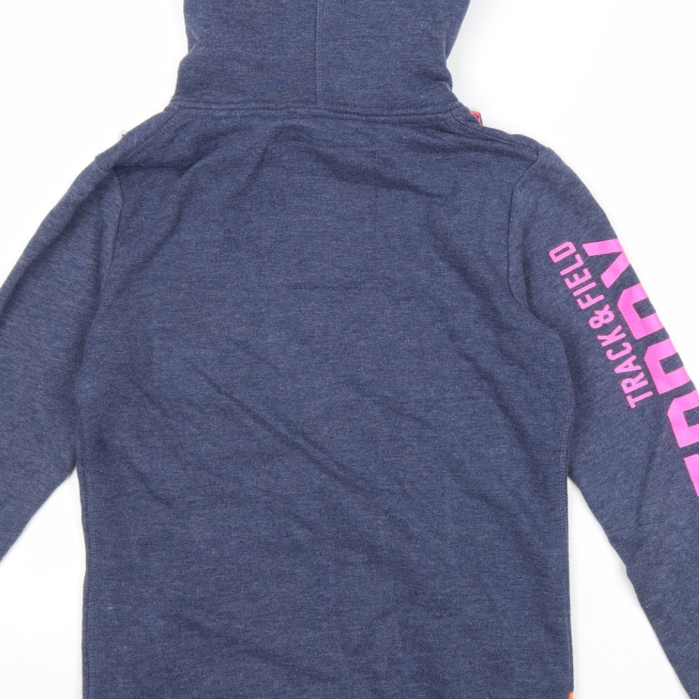 Superdry Womens Blue Cotton Full Zip Hoodie Size L Zip