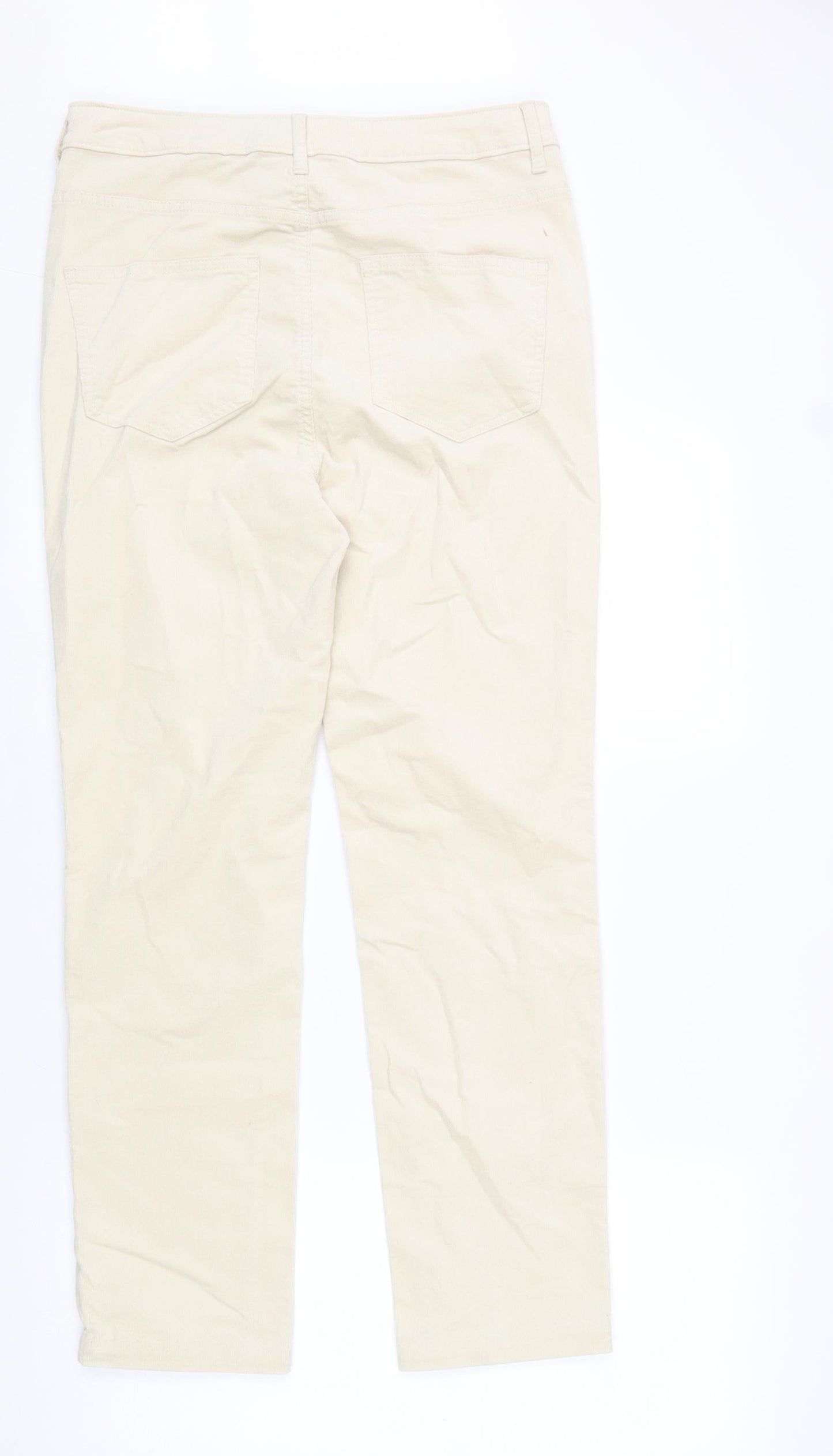 Marks and Spencer Womens White Cotton Straight Jeans Size 12 L28 in Regular Zip