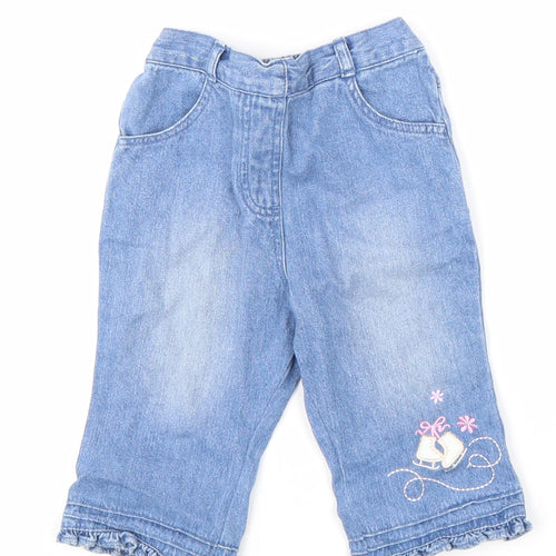 George Girls Blue Cotton Capri Jeans Size 6-9 Months L50 cm Pullover