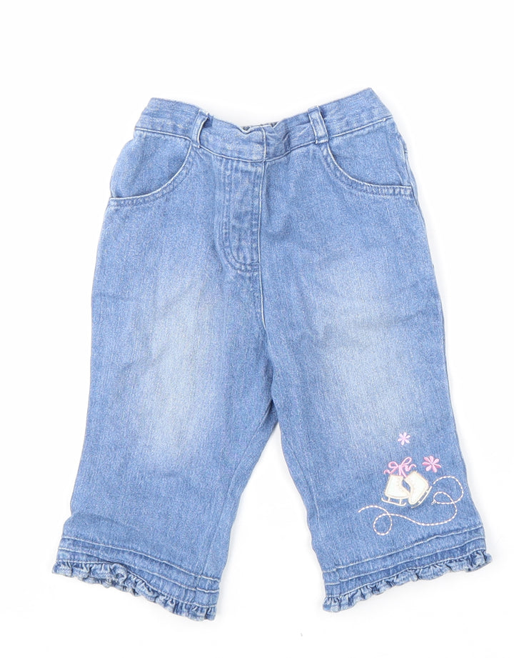George Girls Blue Cotton Capri Jeans Size 6-9 Months L50 cm Pullover