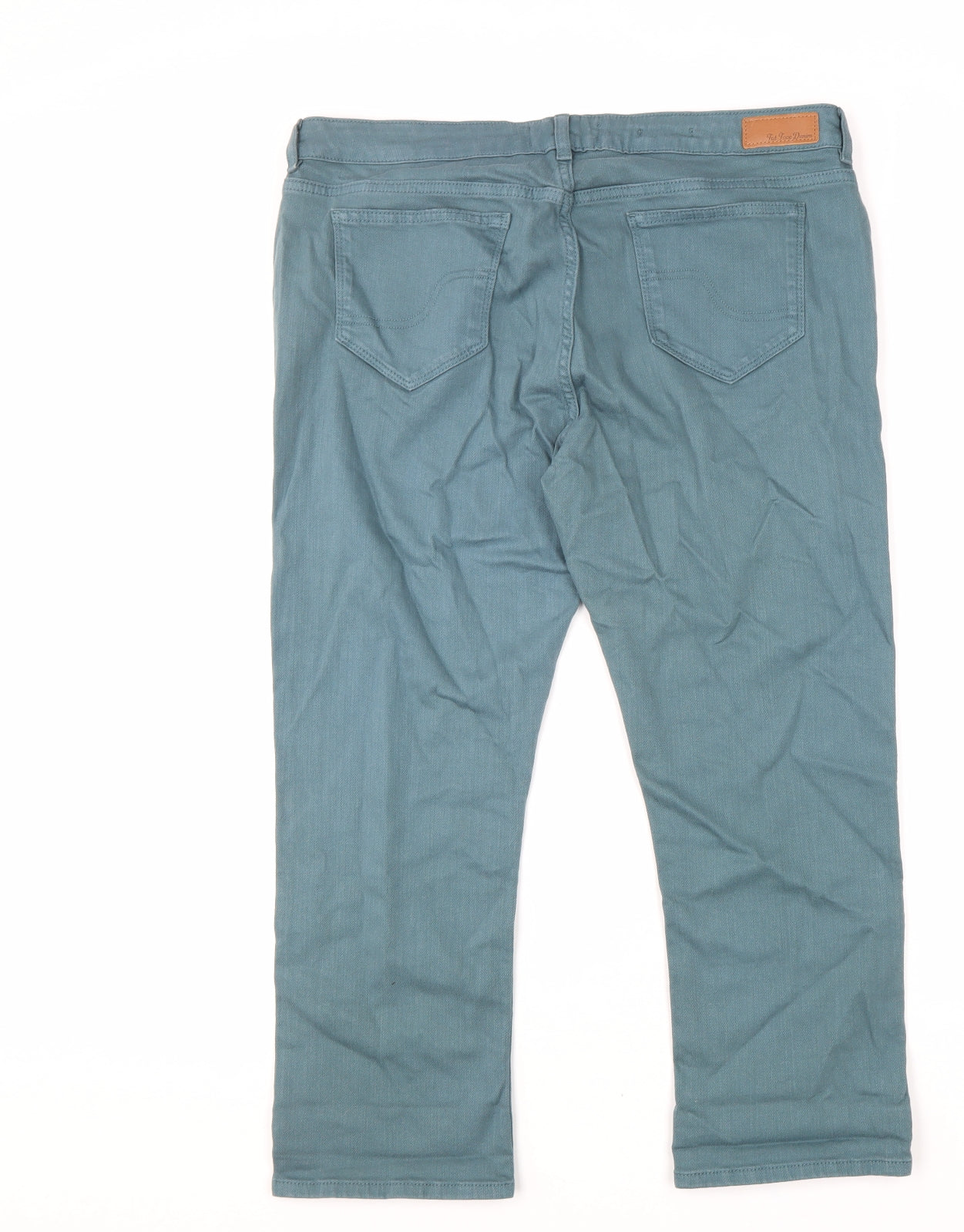 Fat Face Womens Blue Cotton Cropped Jeans Size 14 L24 in Regular Zip