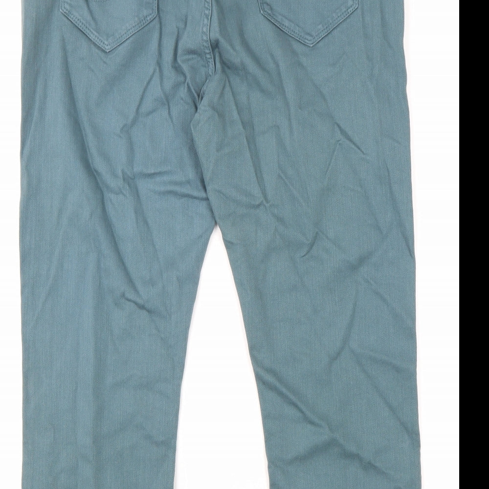 Fat Face Womens Blue Cotton Cropped Jeans Size 14 L24 in Regular Zip