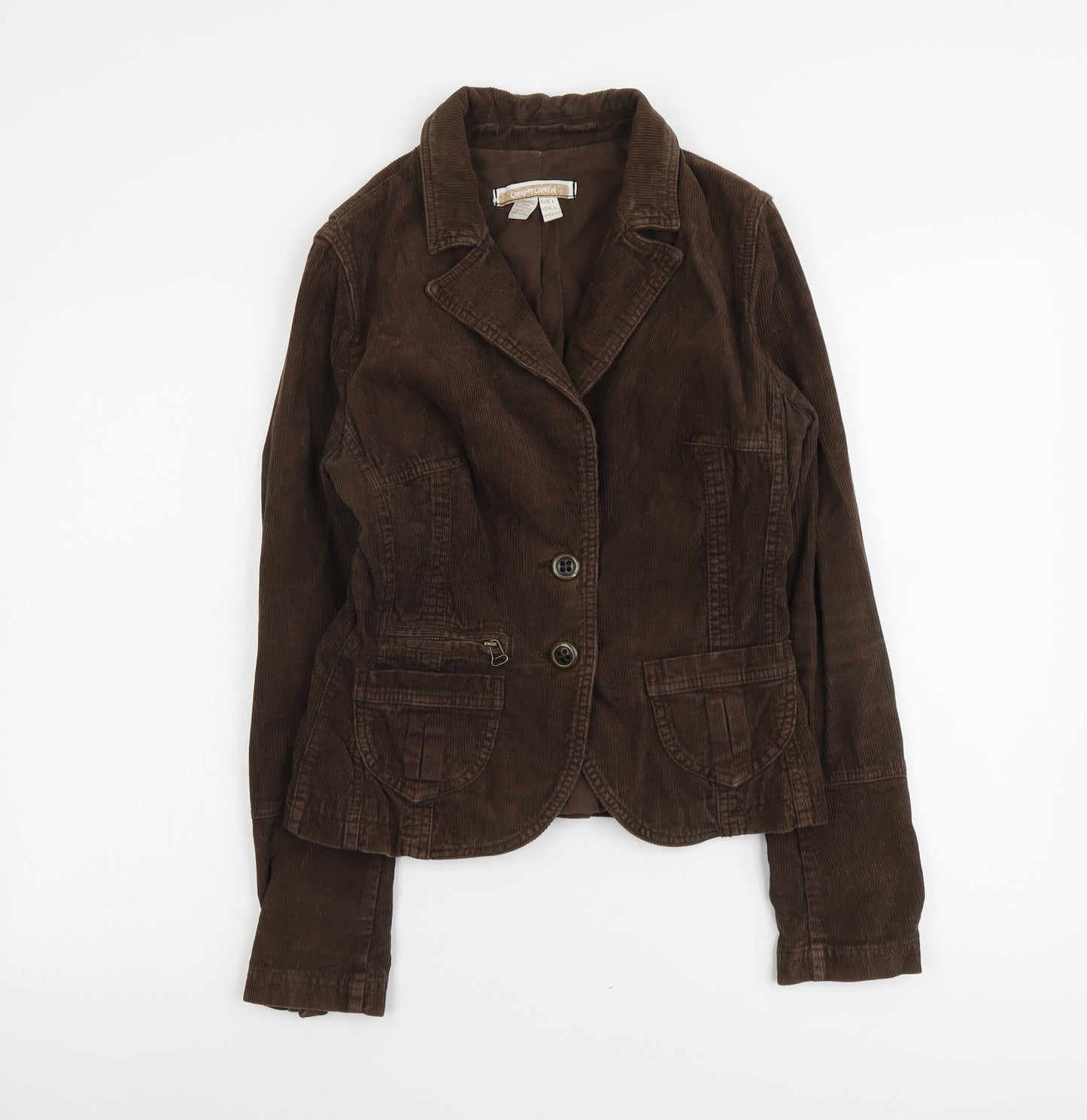 Cienporclentif Womens Brown Jacket Blazer Size L Button