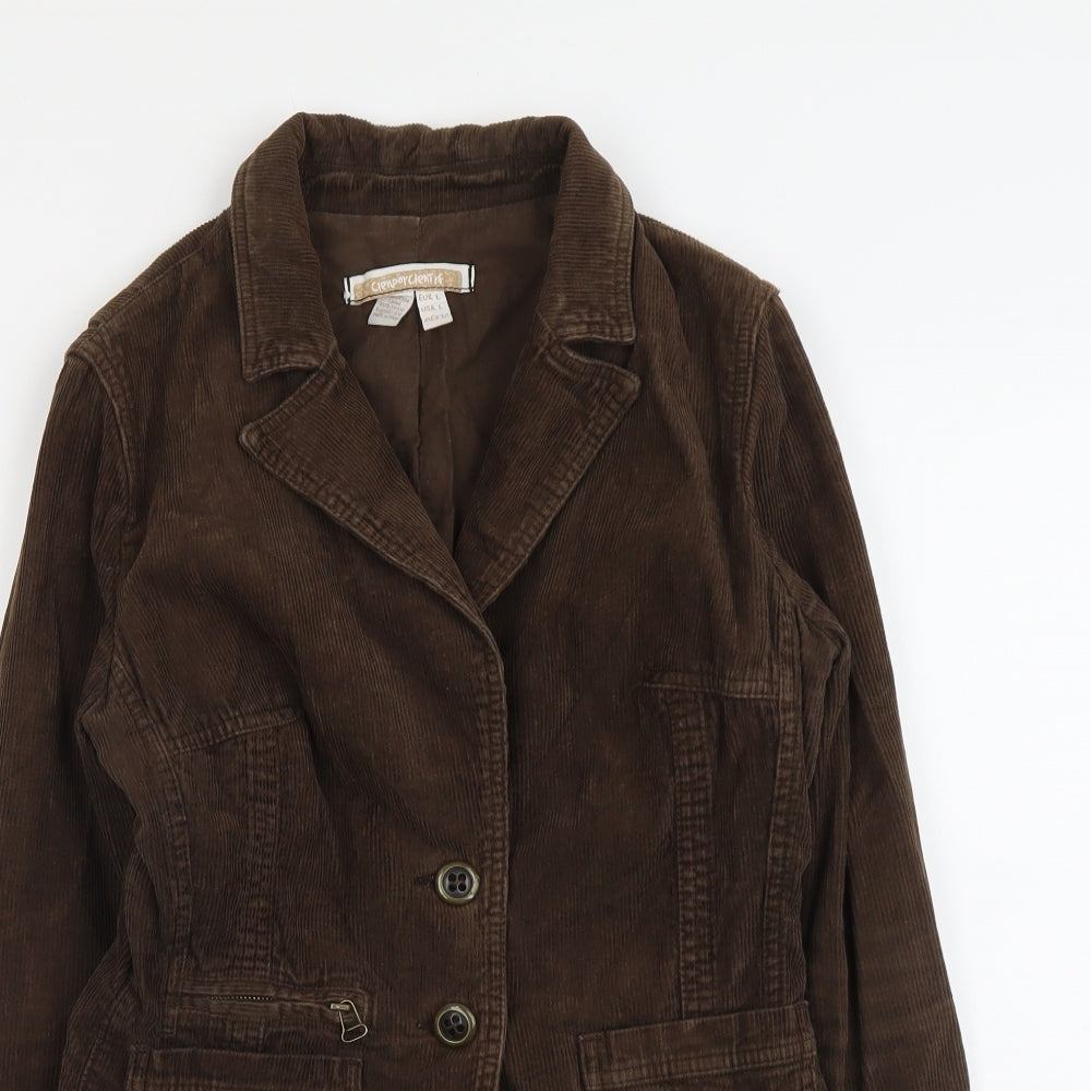 Cienporclentif Womens Brown Jacket Blazer Size L Button
