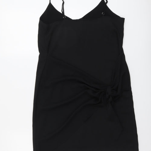 River Island Womens Black Polyester Mini Size 10 V-Neck Pullover - Twist Detail