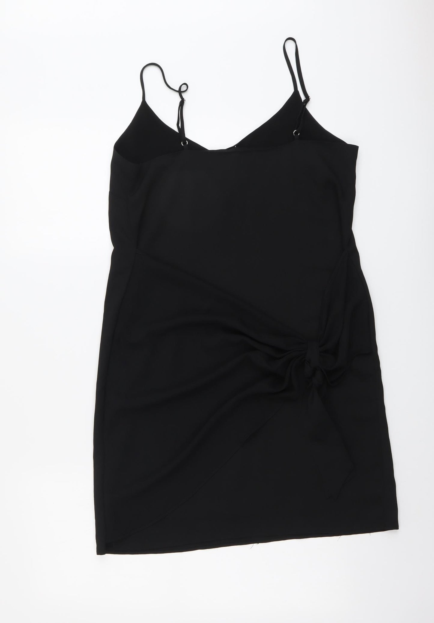 River Island Womens Black Polyester Mini Size 10 V-Neck Pullover - Twist Detail