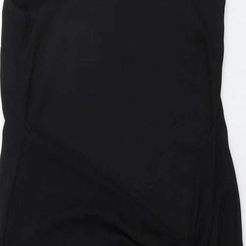 River Island Womens Black Polyester Mini Size 10 V-Neck Pullover - Twist Detail