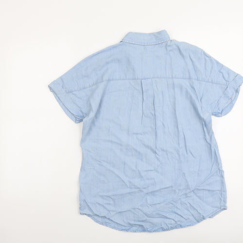 Papaya Womens Blue Lyocell Basic Button-Up Size 10 Collared