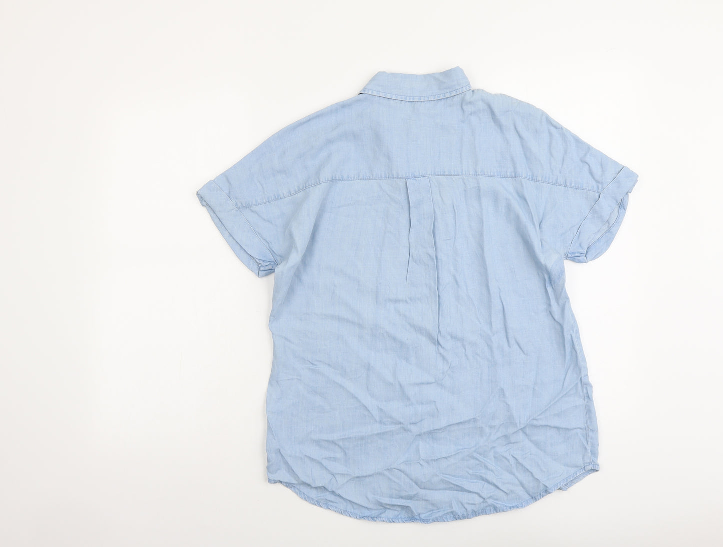Papaya Womens Blue Lyocell Basic Button-Up Size 10 Collared