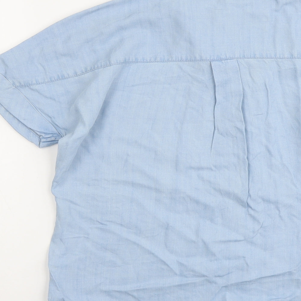Papaya Womens Blue Lyocell Basic Button-Up Size 10 Collared