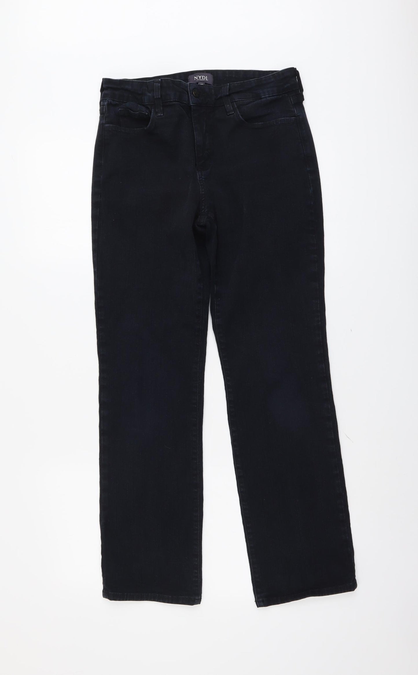 NYDJ Womens Black Cotton Straight Jeans Size 8 L29 in Regular Button