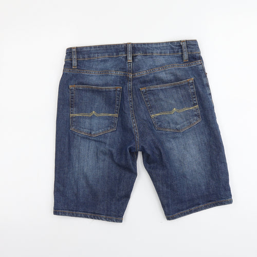 ASOS Mens Blue Cotton Biker Shorts Size 30 in L10 in Regular Button