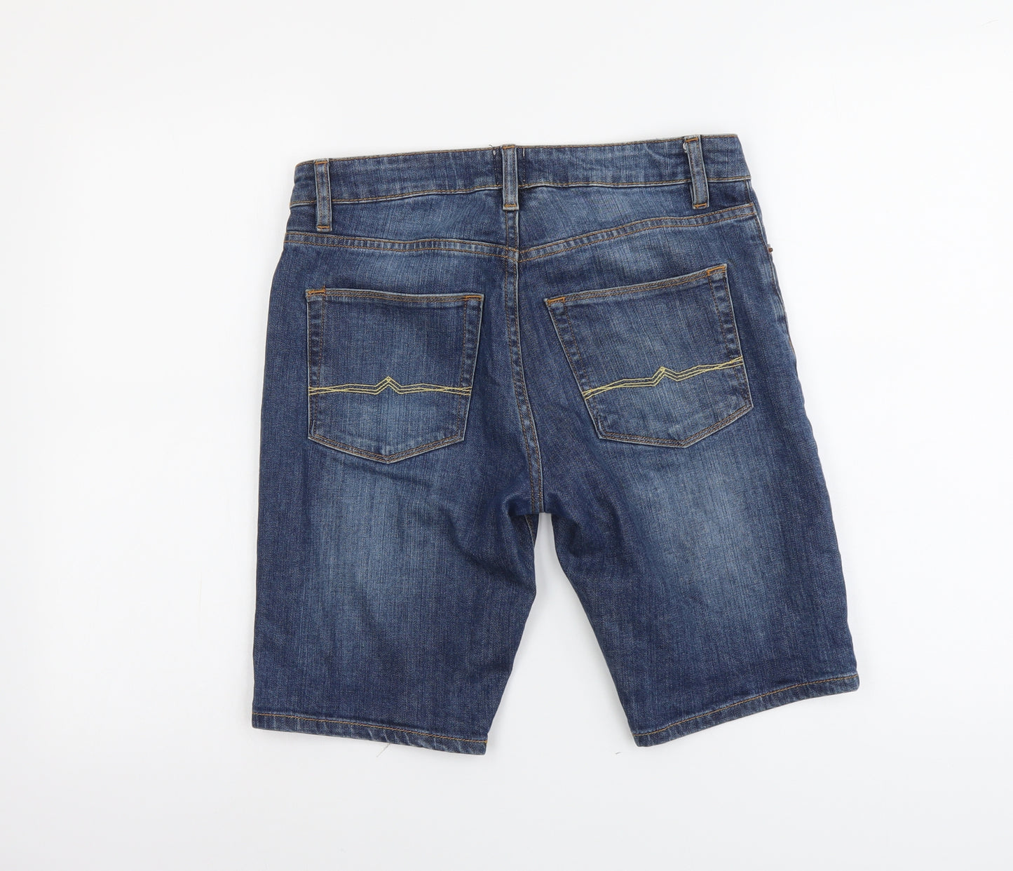 ASOS Mens Blue Cotton Biker Shorts Size 30 in L10 in Regular Button