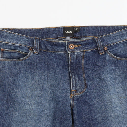 ASOS Mens Blue Cotton Biker Shorts Size 30 in L10 in Regular Button
