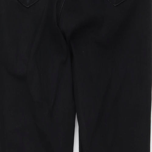 Topshop Womens Black Cotton Skinny Jeans Size 28 in L25 in Regular Button - Distressed Hems
